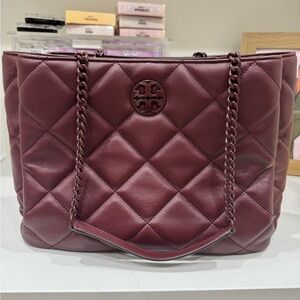 Tory Burch Quilted Maroon Shoulder Bag